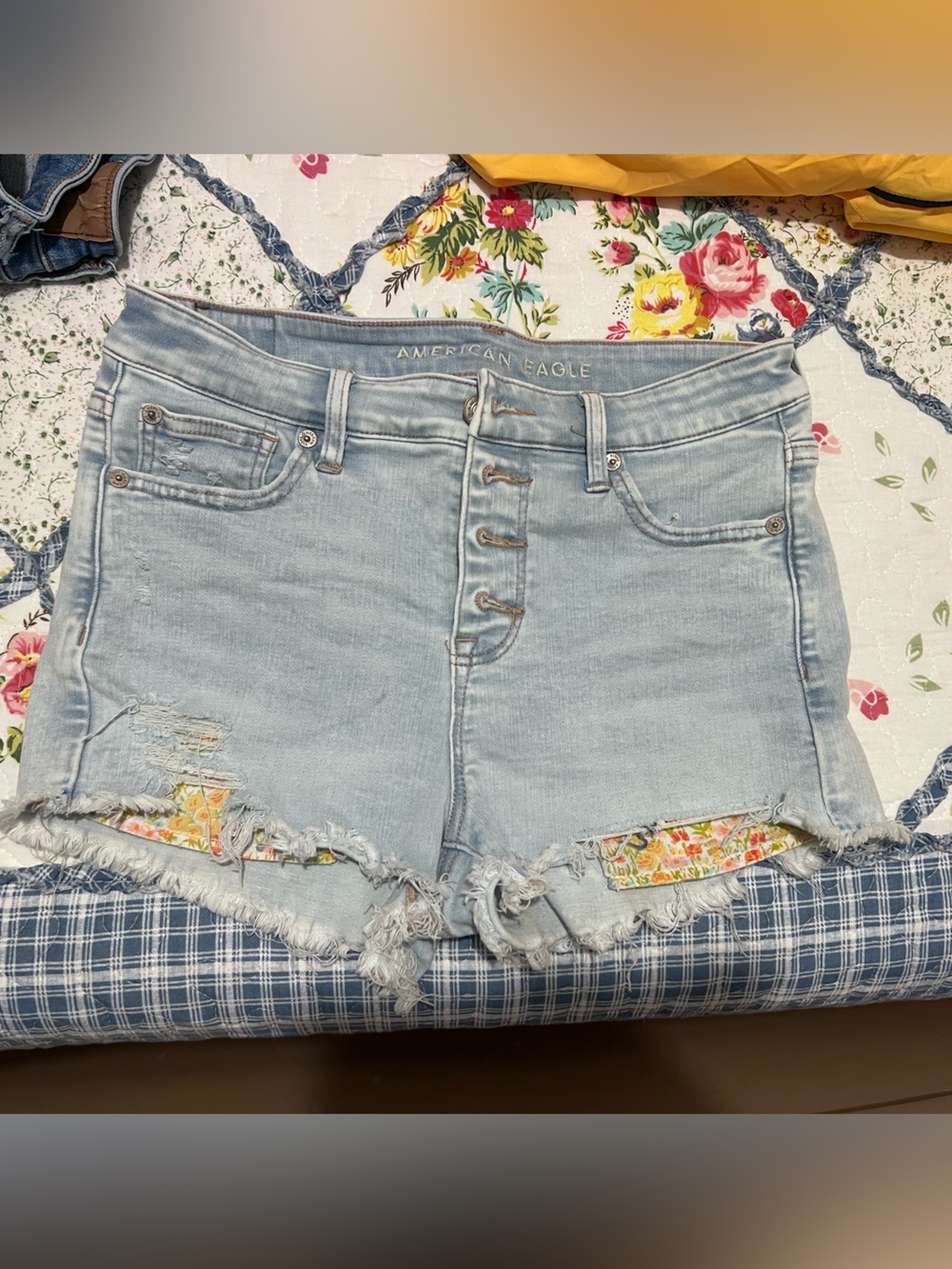 American Eagle Outfitters Light Blue Distressed Denim Cutoff Shorts
